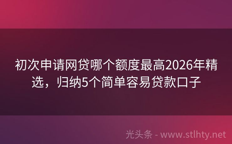 初次申请网贷哪个额度最高2026年精选，归纳5个简单容易贷款口子