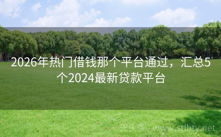 2026年热门借钱那个平台通过，汇总5个2024最新贷款平台