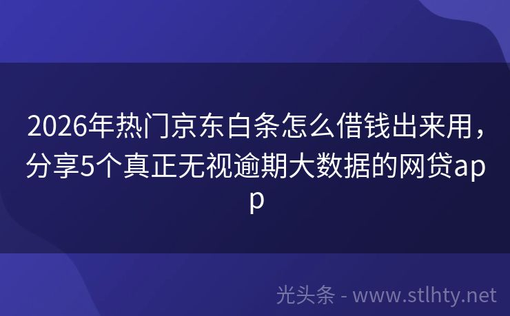 2026年热门京东白条怎么借钱出来用，分享5个真正无视逾期大数据的网贷app