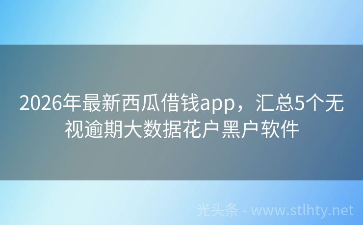 2026年最新西瓜借钱app，汇总5个无视逾期大数据花户黑户软件