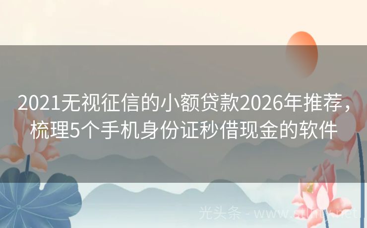 2021无视征信的小额贷款2026年推荐，梳理5个手机身份证秒借现金的软件