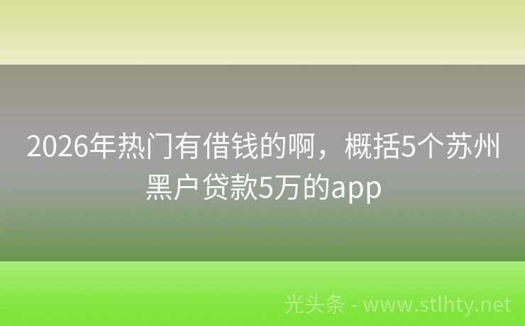 2026年热门有借钱的啊，概括5个苏州黑户贷款5万的app