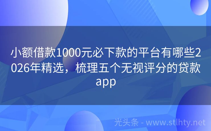 小额借款1000元必下款的平台有哪些2026年精选，梳理五个无视评分的贷款app