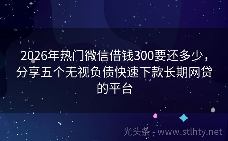 2026年热门微信借钱300要还多少，分享五个无视负债快速下款长期网贷的平台