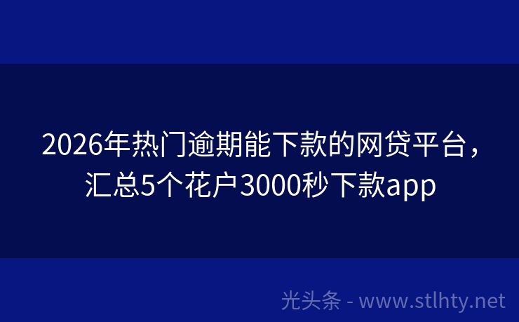 2026年热门逾期能下款的网贷平台，汇总5个花户3000秒下款app