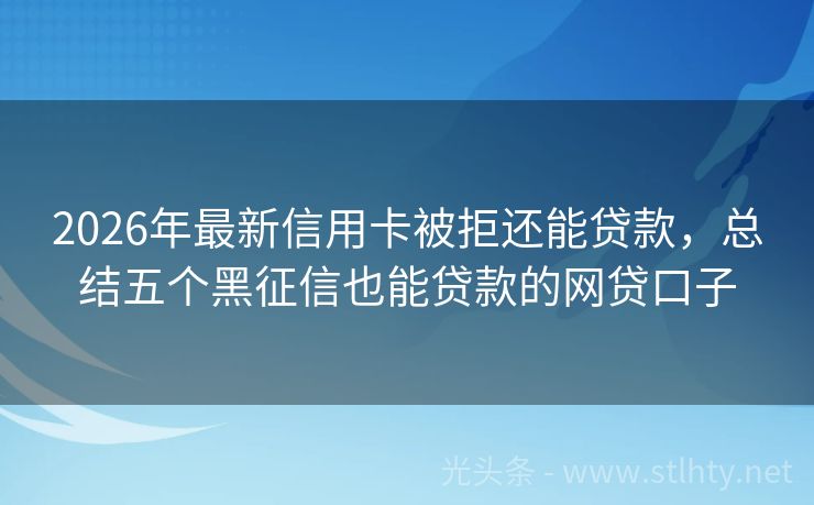 2026年最新信用卡被拒还能贷款，总结五个黑征信也能贷款的网贷口子
