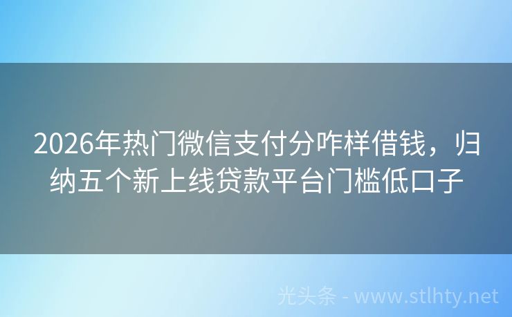 2026年热门微信支付分咋样借钱，归纳五个新上线贷款平台门槛低口子