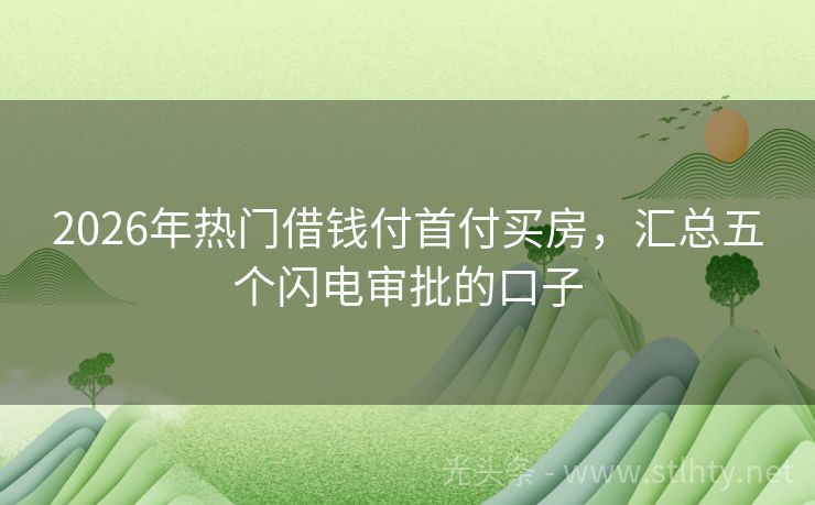 2026年热门借钱付首付买房，汇总五个闪电审批的口子