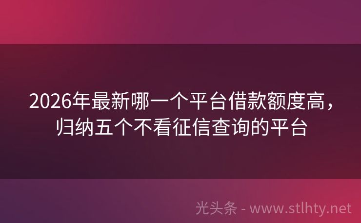2026年最新哪一个平台借款额度高，归纳五个不看征信查询的平台