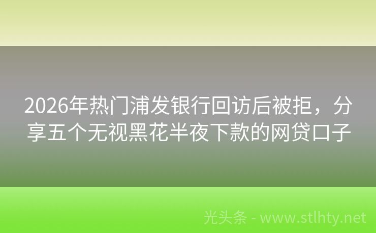 2026年热门浦发银行回访后被拒,分享五个无视黑花半夜下款的网贷口子