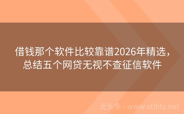 借钱那个软件比较靠谱2026年精选，总结五个网贷无视不查征信软件