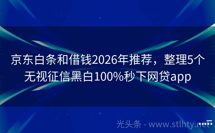 京东白条和借钱2026年推荐，整理5个无视征信黑白100%秒下网贷app