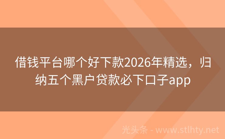 借钱平台哪个好下款2026年精选，归纳五个黑户贷款必下口子app