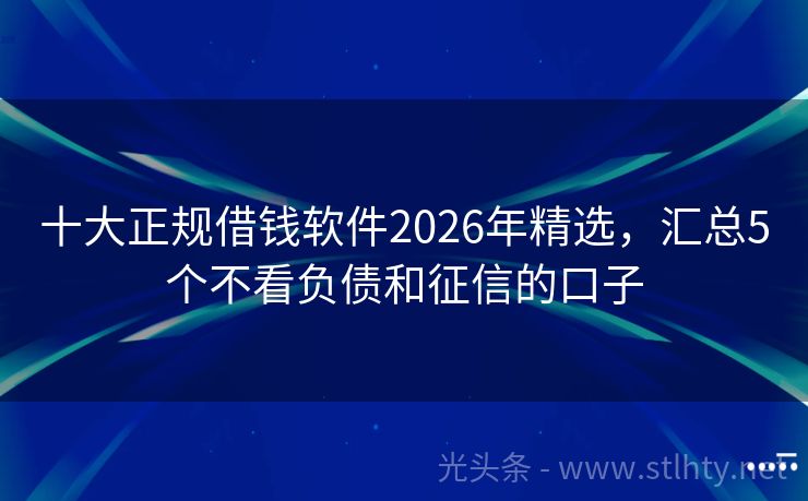 十大正规借钱软件2026年精选，汇总5个不看负债和征信的口子