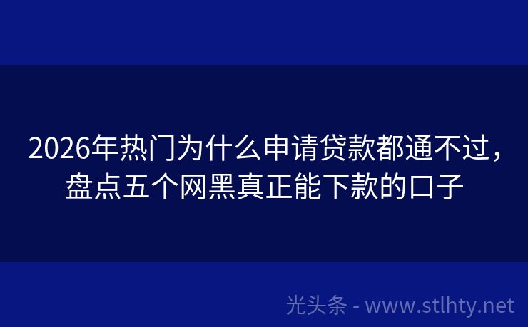 2026年热门为什么申请贷款都通不过，盘点五个网黑真正能下款的口子
