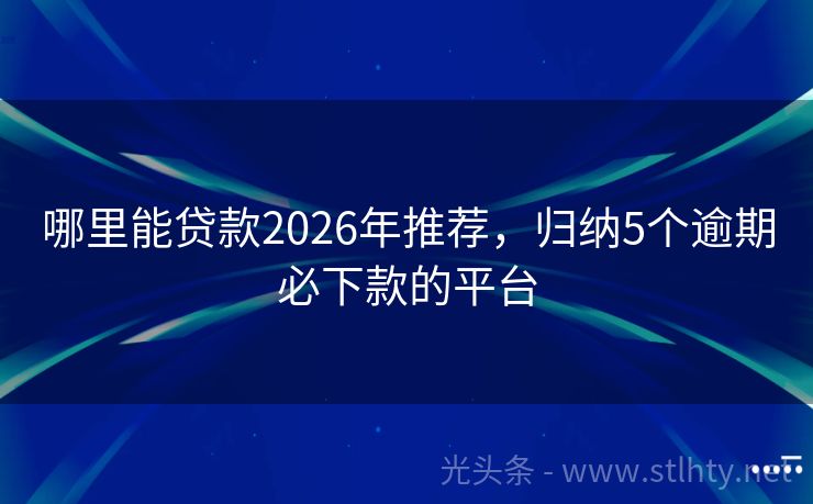 哪里能贷款2026年推荐，归纳5个逾期必下款的平台