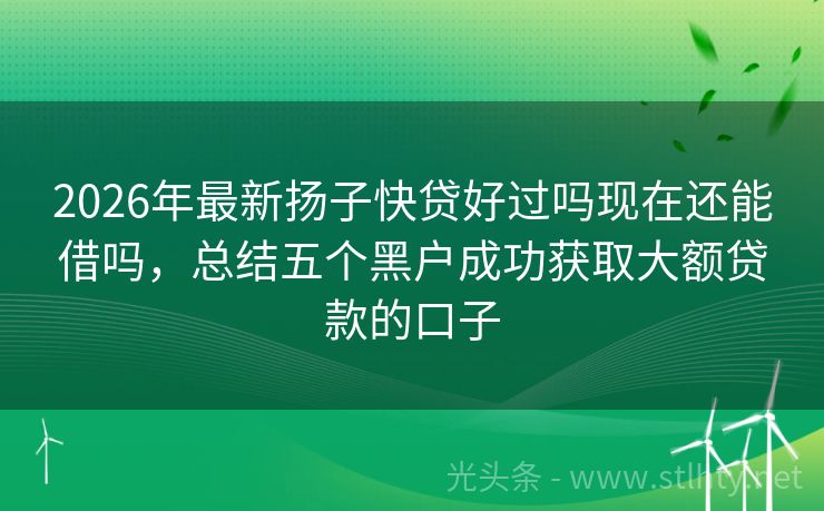 2026年最新扬子快贷好过吗现在还能借吗，总结五个黑户成功获取大额贷款的口子