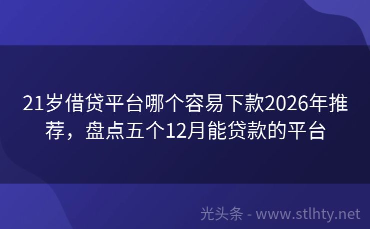 21岁借贷平台哪个容易下款2026年推荐，盘点五个12月能贷款的平台