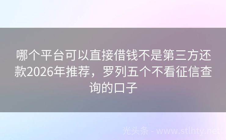 哪个平台可以直接借钱不是第三方还款2026年推荐，罗列五个不看征信查询的口子