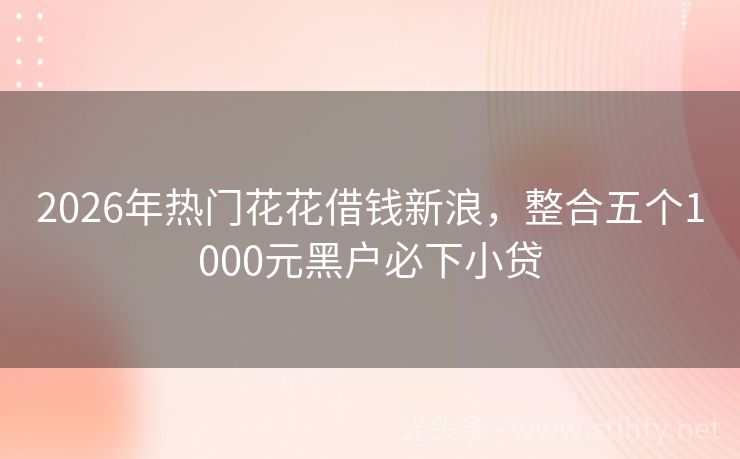 2026年热门花花借钱新浪，整合五个1000元黑户必下小贷