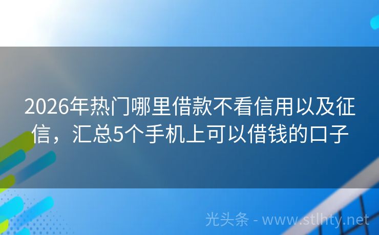 2026年热门哪里借款不看信用以及征信，汇总5个手机上可以借钱的口子