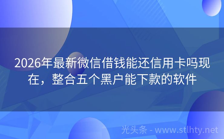 2026年最新微信借钱能还信用卡吗现在，整合五个黑户能下款的软件