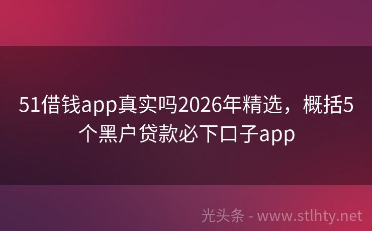51借钱app真实吗2026年精选，概括5个黑户贷款必下口子app