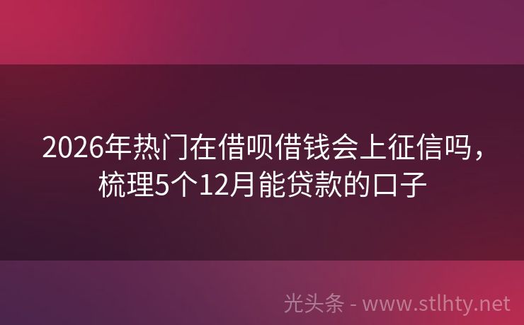 2026年热门在借呗借钱会上征信吗，梳理5个12月能贷款的口子