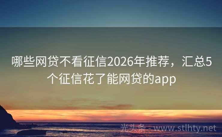 哪些网贷不看征信2026年推荐，汇总5个征信花了能网贷的app