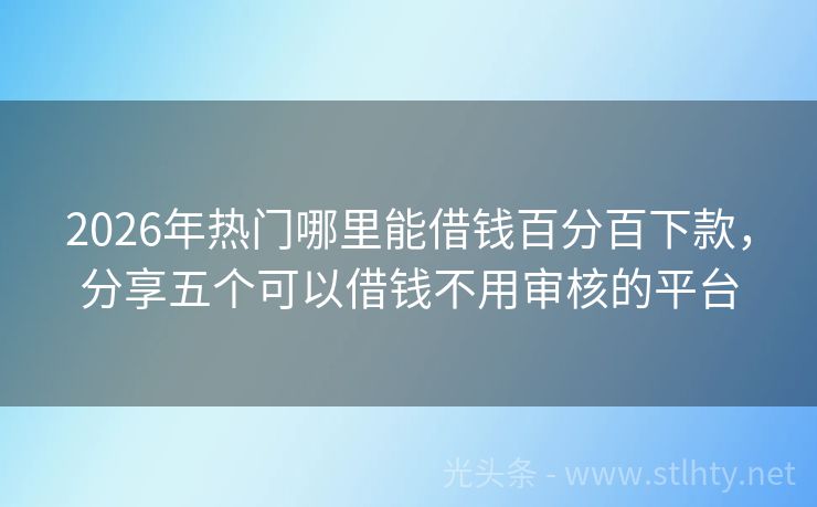 2026年热门哪里能借钱百分百下款，分享五个可以借钱不用审核的平台
