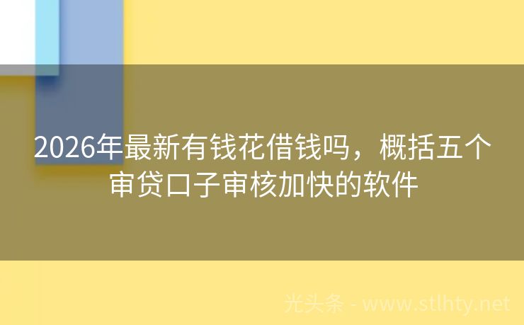 2026年最新有钱花借钱吗，概括五个审贷口子审核加快的软件