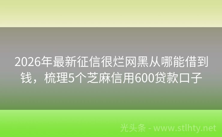 2026年最新征信很烂网黑从哪能借到钱，梳理5个芝麻信用600贷款口子