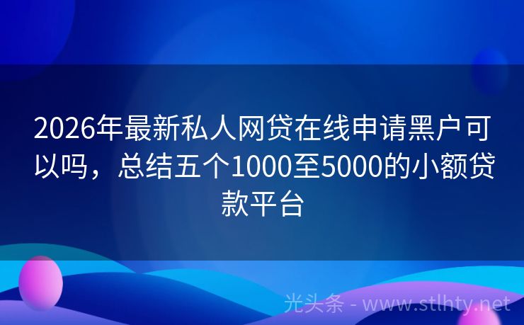 2026年最新私人网贷在线申请黑户可以吗，总结五个1000至5000的小额贷款平台