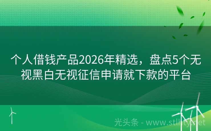 个人借钱产品2026年精选，盘点5个无视黑白无视征信申请就下款的平台