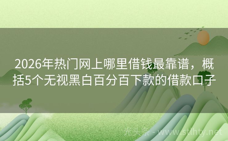 2026年热门网上哪里借钱最靠谱，概括5个无视黑白百分百下款的借款口子