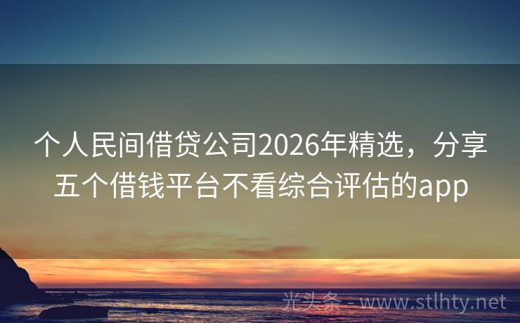 个人民间借贷公司2026年精选，分享五个借钱平台不看综合评估的app