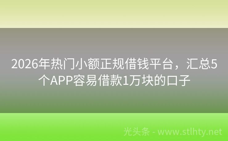 2026年热门小额正规借钱平台，汇总5个APP容易借款1万块的口子