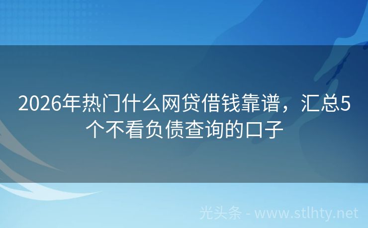 2026年热门什么网贷借钱靠谱，汇总5个不看负债查询的口子