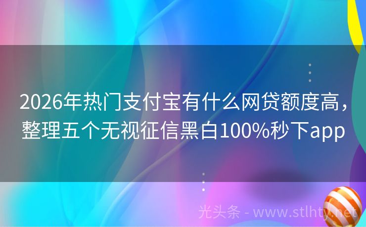 2026年热门支付宝有什么网贷额度高，整理五个无视征信黑白100%秒下app