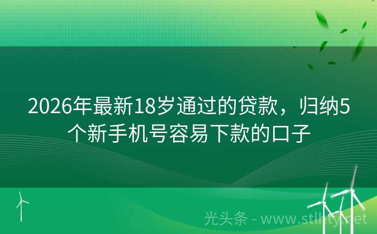 2026年最新18岁通过的贷款，归纳5个新手机号容易下款的口子