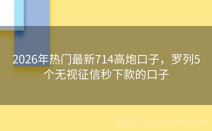 2026年热门最新714高炮口子，罗列5个无视征信秒下款的口子