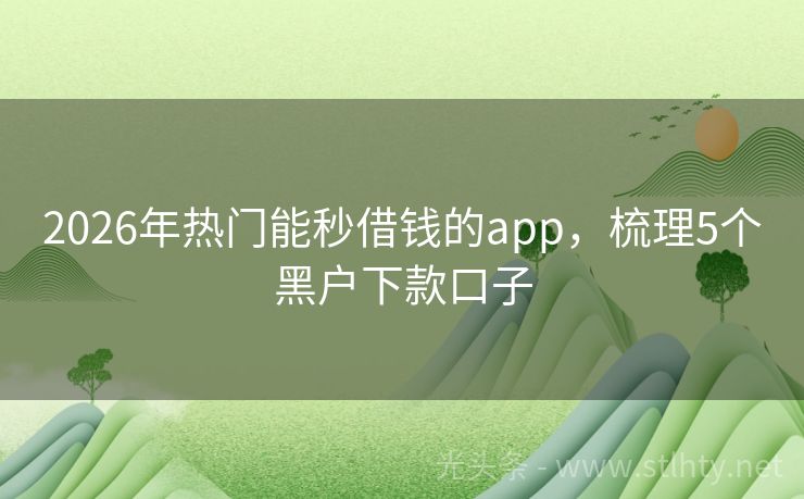 2026年热门能秒借钱的app，梳理5个黑户下款口子