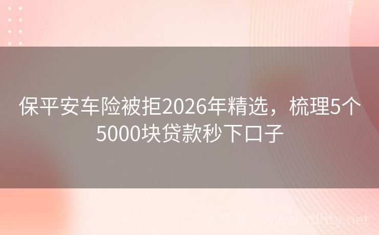 保平安车险被拒2026年精选，梳理5个5000块贷款秒下口子
