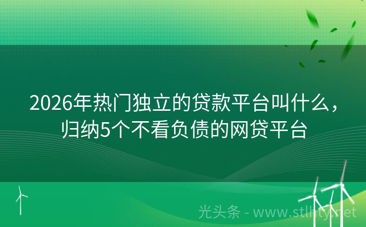 2026年热门独立的贷款平台叫什么，归纳5个不看负债的网贷平台