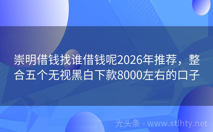 崇明借钱找谁借钱呢2026年推荐，整合五个无视黑白下款8000左右的口子
