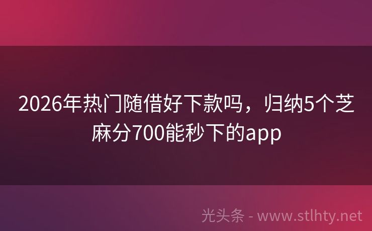 2026年热门随借好下款吗，归纳5个芝麻分700能秒下的app