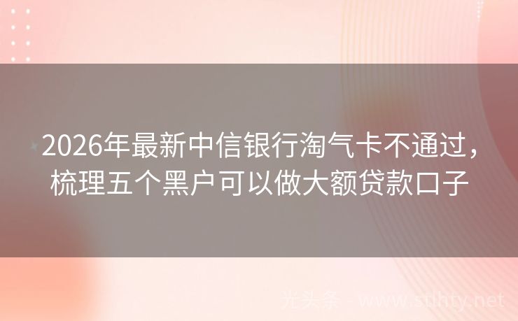 2026年最新中信银行淘气卡不通过，梳理五个黑户可以做大额贷款口子