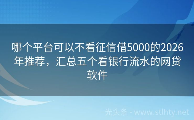 哪个平台可以不看征信借5000的2026年推荐，汇总五个看银行流水的网贷软件