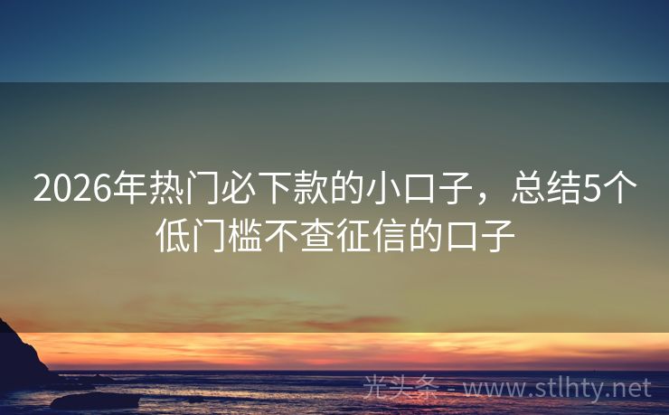 2026年热门必下款的小口子，总结5个低门槛不查征信的口子
