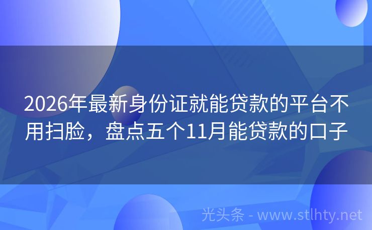 2026年最新身份证就能贷款的平台不用扫脸，盘点五个11月能贷款的口子